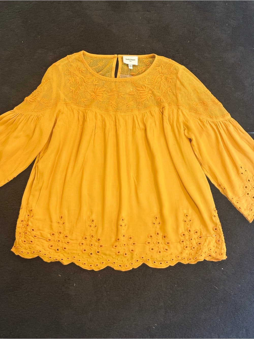 Haute Hippie Sunflower Yellow Embroidered Peasant Tunic - Picture 10 of 13